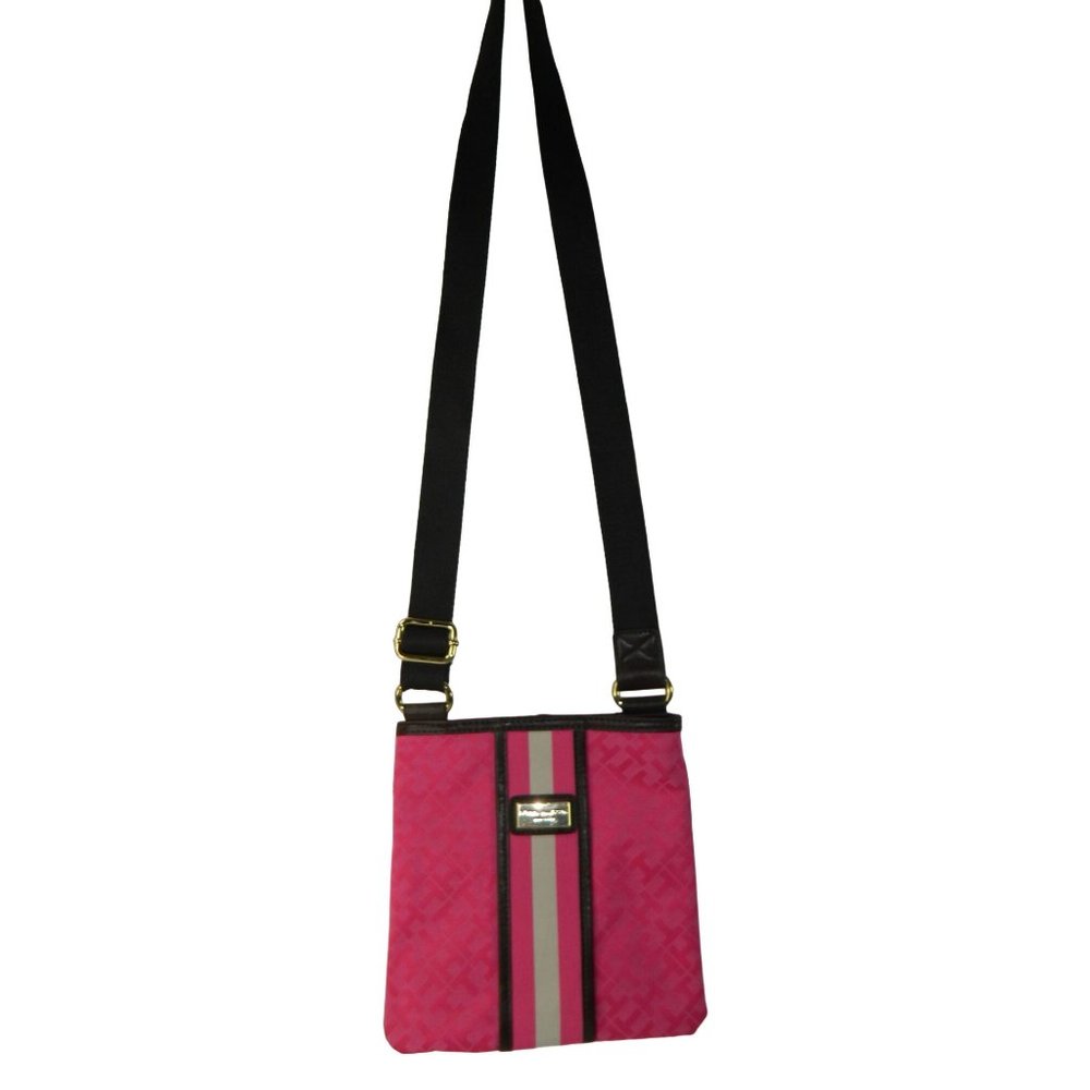 Tommy Hilfiger Pink Crossbody Messenger Sling Bag Purse Adjustable Strap Zipper